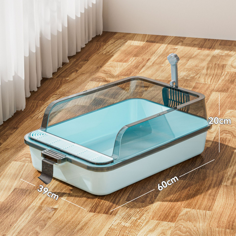 Levehető, nyitott, fröccsenésgátló macskavécé, szagmentes, félig zárt macskaalomtál, extra nagy macskaalomtál, kisállat-kellékek