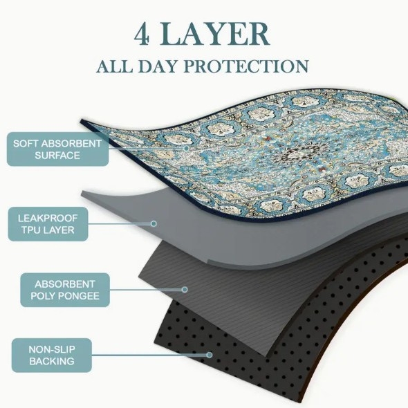 Daugkartinio naudojimo šuniukų kilimėlis, skirtas įvairiems poreikiams, skirtas vystyklams, skirtas „Boshmia“ stiliaus, skirtas dresūros reikmėms, skalbiamas skalbimo mašinoje.