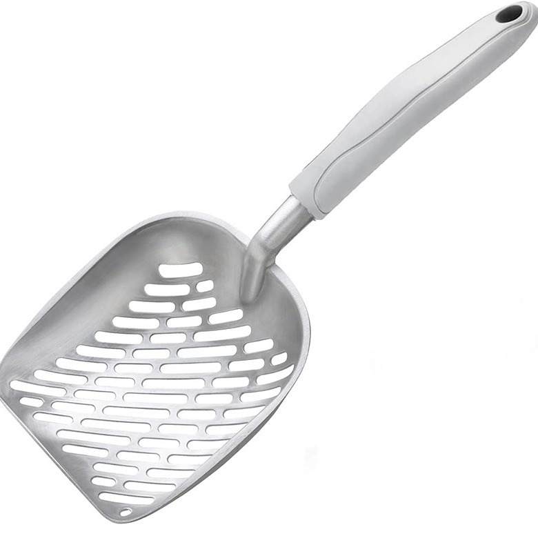 Фабрична директна трансгранична нова лопата за котешка тоалетна от алуминиева сплав за домашни любимци с голяма дупка