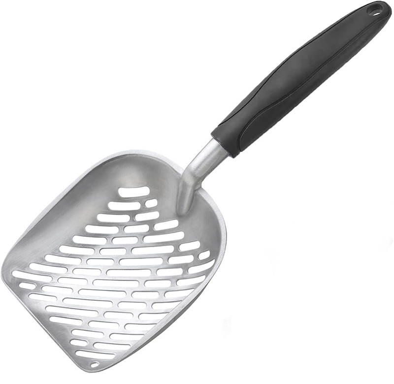 Фабрична директна трансгранична нова лопата за котешка тоалетна от алуминиева сплав за домашни любимци с голяма дупка