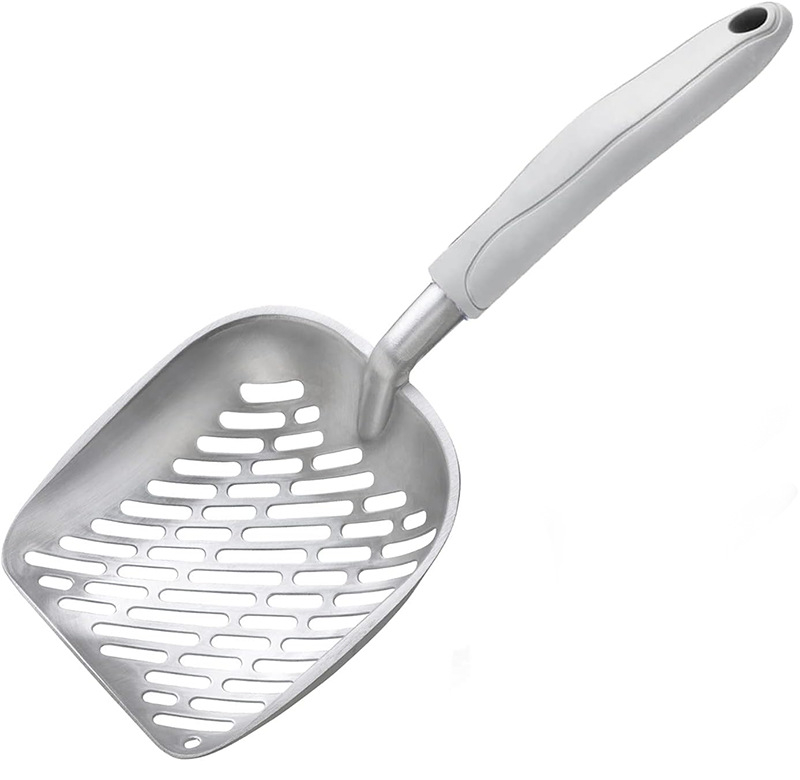 Фабрична директна трансгранична нова лопата за котешка тоалетна от алуминиева сплав за домашни любимци с голяма дупка