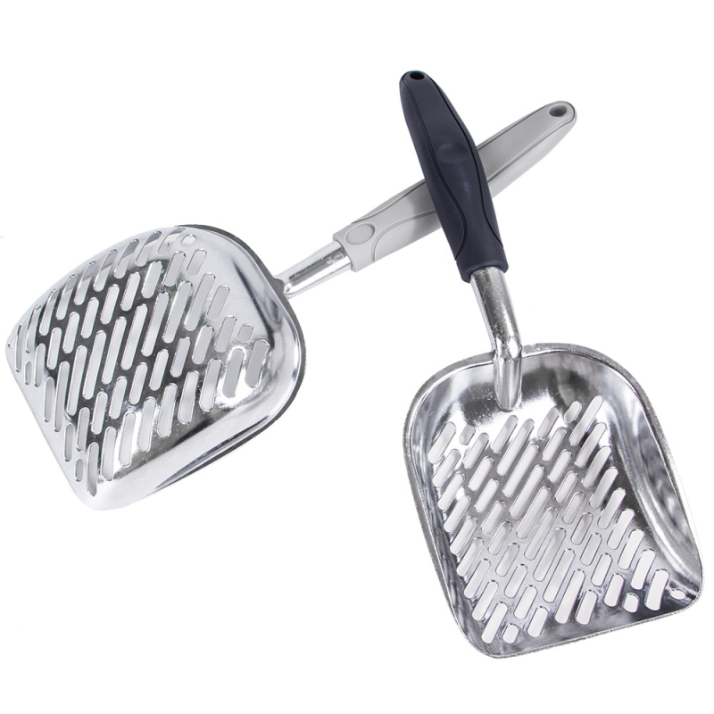 Фабрична директна трансгранична нова лопата за котешка тоалетна от алуминиева сплав за домашни любимци с голяма дупка