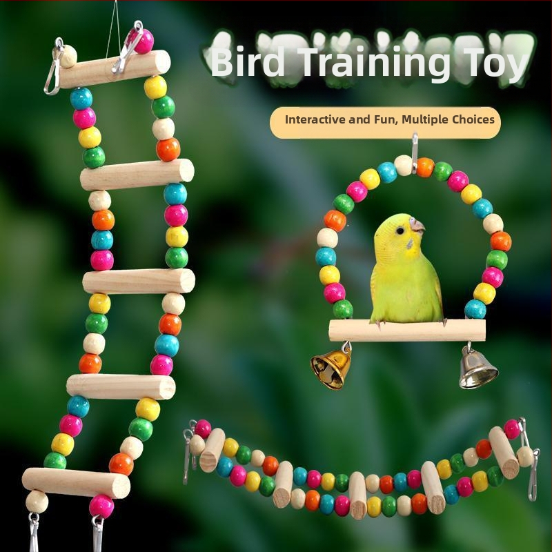 Papagoi linnumänguasja puuri kiik vikerkaare sild piiriülene papagoi mänguasjakomplekt linnutarbed