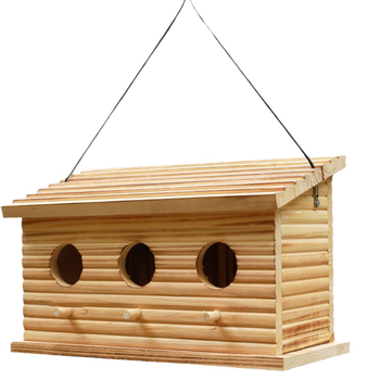 Дървено птиче гнездо с три дупки, външно птиче гнездо "Направи си сам" висящо птиче гнездо, дървена клетка за папагали, външна хранилка за птици