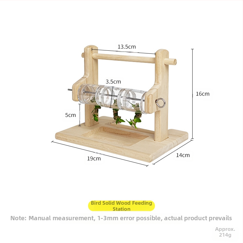 Stanica za hranjenje papiga od punog drva, stalak za brušenje kandži, brušenje kljuna, otporan na ugriz, štap za stanicu, akrilna prozirna kutija za hranu, zabavna igračka za papige