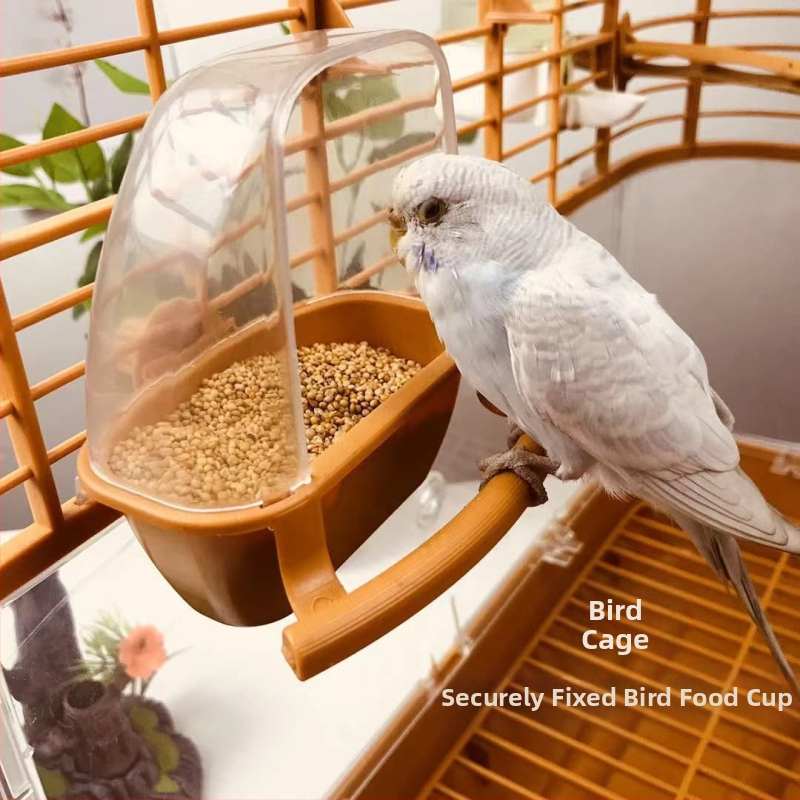Кутия за храна за папагали и птици, пластмасова хранилка за птици, резервоар за храна за птици на открито, кутия за храна за птици, защита от пръски, чаша за храна за птици, защита от пръски