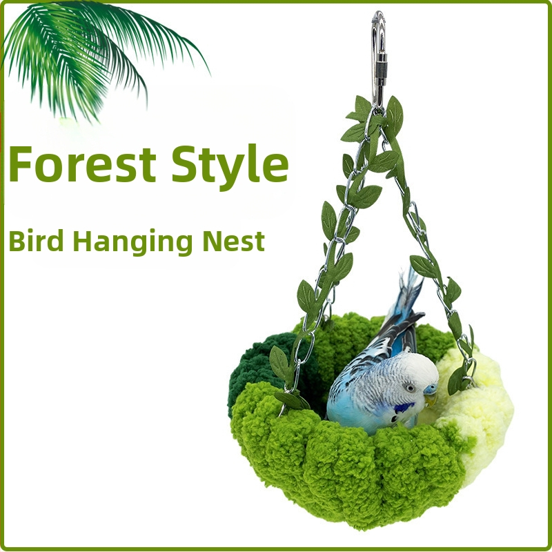 Gnijezdo za papige, ptičje gnijezdo, gnijezdo za spavanje, viseća mreža u šumskom stilu, ptičji kavez, viseće gnijezdo, plišano gnijezdo, pribor za ptice, ljuljačka, toplo ptičje gnijezdo
