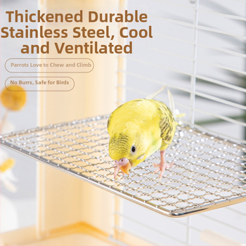 Πλατφόρμα παιχνιδιού παπαγάλου από ανοξείδωτο ατσάλι, πλατφόρμα παιχνιδιού με πλέγμα, δέρμα τίγρης, μαύρη πλατφόρμα φοίνικα, αξεσουάρ κλουβιού πουλιών, είδη πουλιών