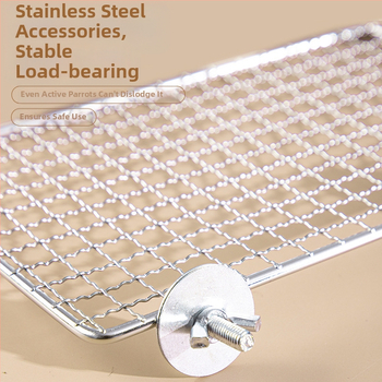 Πλατφόρμα παιχνιδιού παπαγάλου από ανοξείδωτο ατσάλι, πλατφόρμα παιχνιδιού με πλέγμα, δέρμα τίγρης, μαύρη πλατφόρμα φοίνικα, αξεσουάρ κλουβιού πουλιών, είδη πουλιών