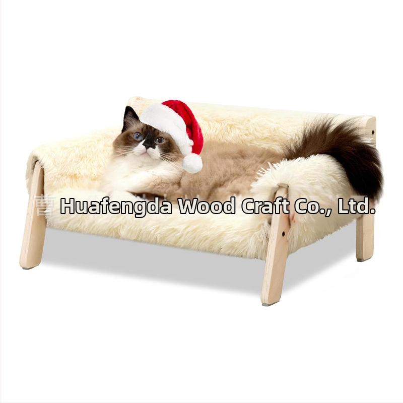 Налично дървено легло за котешки диван, модерно легло за котки и кучета, подходящо за всички сезони, подвижно и перещо се, фабрика за котешки легла