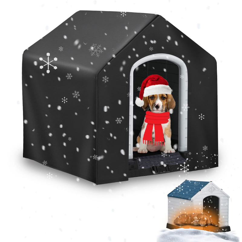 Pārrobežu Amazon karstās ziemas lielo suņu būdas āra laikapstākļiem izturīgs pārsegs 600D Oksfordas audums, ūdensizturīgs un izturīgs