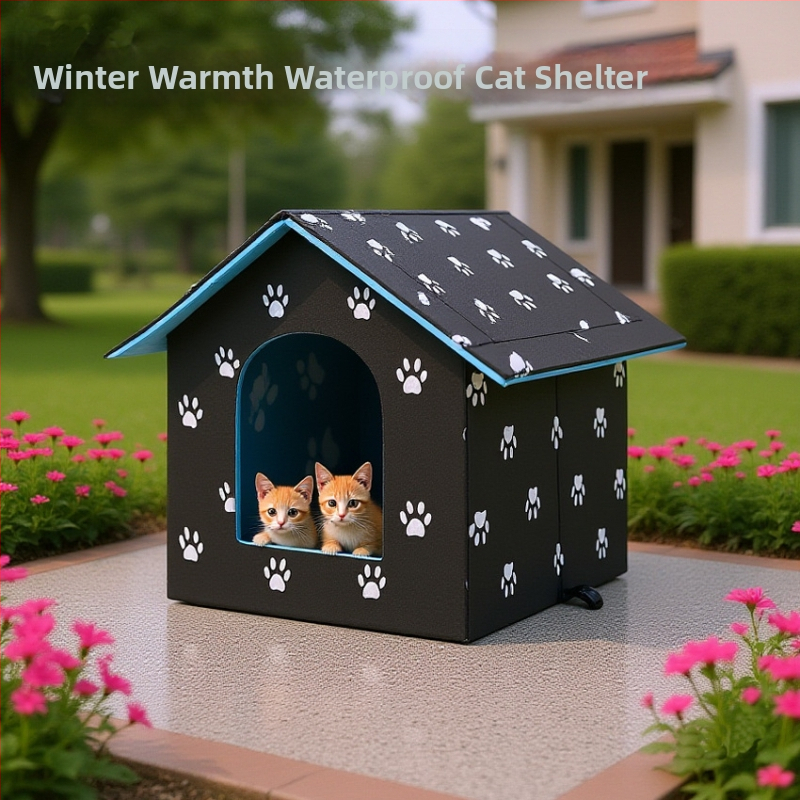 Трансгранична котешка къщичка, Външна водоустойчива къщичка за котки и кучета, Къщичка за домашни любимци, Сваляща се и миеща се котешка вила, Зимна топла къщичка за котки и кучета