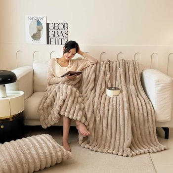 Piiriülene kuum imitatsioon küüliku juukseriba tekk kahepoolne küüliku tekk kontori uinakute tekk paksendatud soe diivan