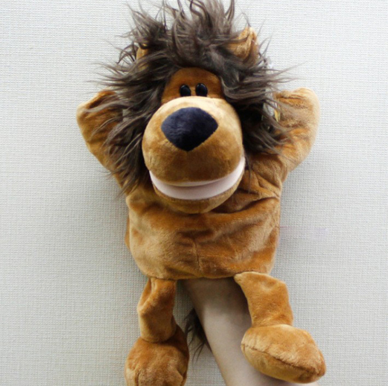 Piiriülene uus toode, loomade käenukk, lapsevanema ja lapse interaktiivne hariduslik plush-mänguasi, lõvi, vatsakest kõnelev sõrmenukk