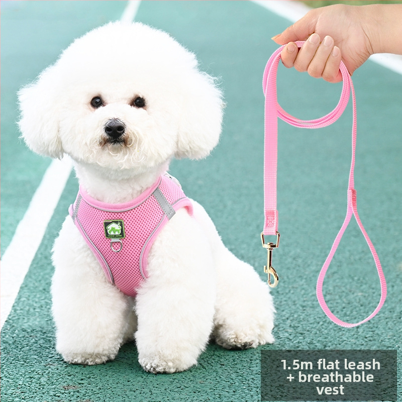 Жилетка за кучешка каишка, светлоотразителна каишка за гърди с плюшено мече Bimi, верига за разходка с куче