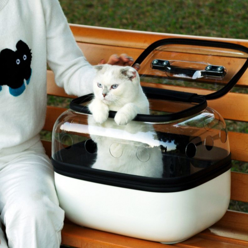 XZ kisállat gurulós tok, dupla rétegű, két macskatáskával, hordozható, átlátszó kutyakocsi, kapszula alakú, több macskás, nagy kapacitású