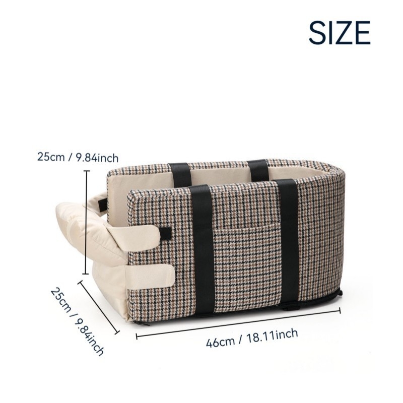 на склад Трансгранична чанта за централен контрол на колата Houndstooth за домашни любимци, гнездо за котки, гнездо за кола отпред и отзад, артефакт за кола Houndstooth, гнездо за домашни любимци отпред и отзад