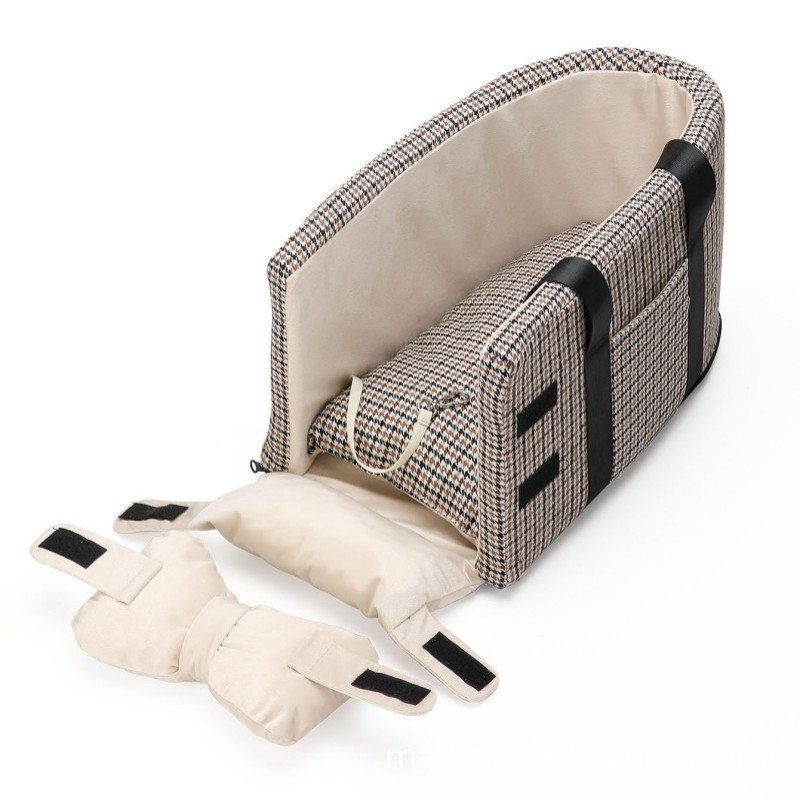 на склад Трансгранична чанта за централен контрол на колата Houndstooth за домашни любимци, гнездо за котки, гнездо за кола отпред и отзад, артефакт за кола Houndstooth, гнездо за домашни любимци отпред и отзад