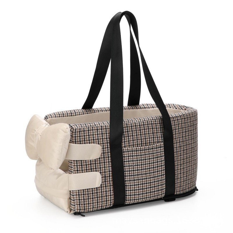 на склад Трансгранична чанта за централен контрол на колата Houndstooth за домашни любимци, гнездо за котки, гнездо за кола отпред и отзад, артефакт за кола Houndstooth, гнездо за домашни любимци отпред и отзад