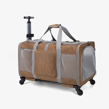 Νέο φορητό κουτί ράβδων έλξης για κατοικίδια με δύο διαμερίσματα εξωτερικού χώρου, γενικής χρήσης, με αεριζόμενους τροχούς, πτυσσόμενο
