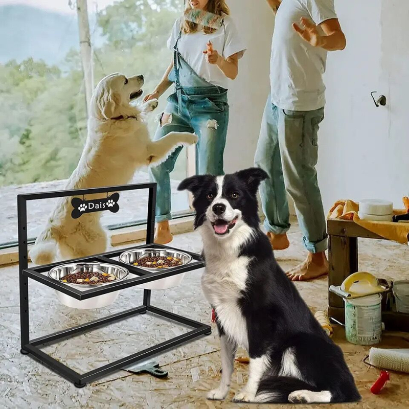 Amazon Foreign Trade željezni stalak za zdjele za kućne ljubimce Uklonjivi željezni stalak za pseću hranu Zdjela od nehrđajućeg čelika Željezni stalak za zdjele za pse