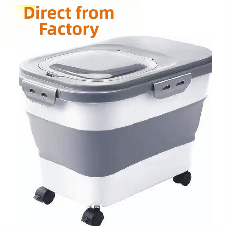 Naminių gyvūnėlių ėdalo kibiras, atsparus drėgmei ir vabzdžiams, sandarus didelės talpos grūdų laikymo kibiras, sulankstomas ryžių kibiras, miltų grūdų laikymo kibiras