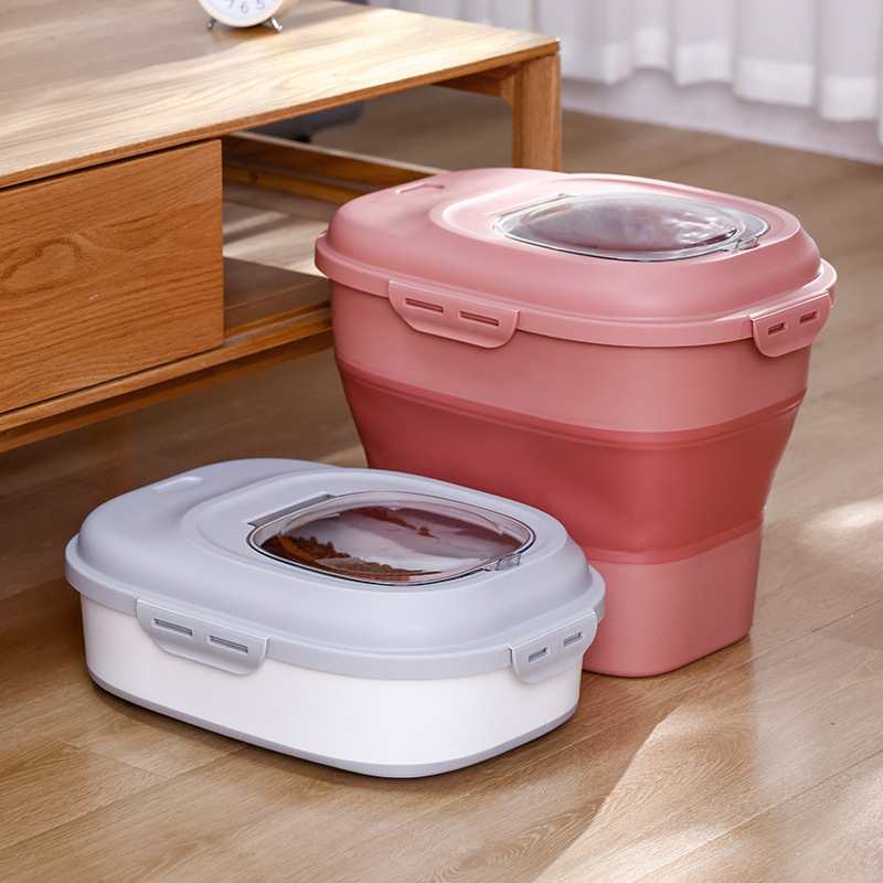 Naminių gyvūnėlių ėdalo kibiras, atsparus drėgmei ir vabzdžiams, sandarus didelės talpos grūdų laikymo kibiras, sulankstomas ryžių kibiras, miltų grūdų laikymo kibiras