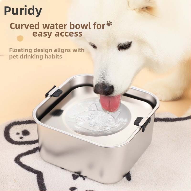Купа за кучета от неръждаема стомана, окачена купа, квадратна плаваща купа, леген за кучета с голям капацитет, питейна вода, антидетонационна купа за домашни любимци, прибори за пиене