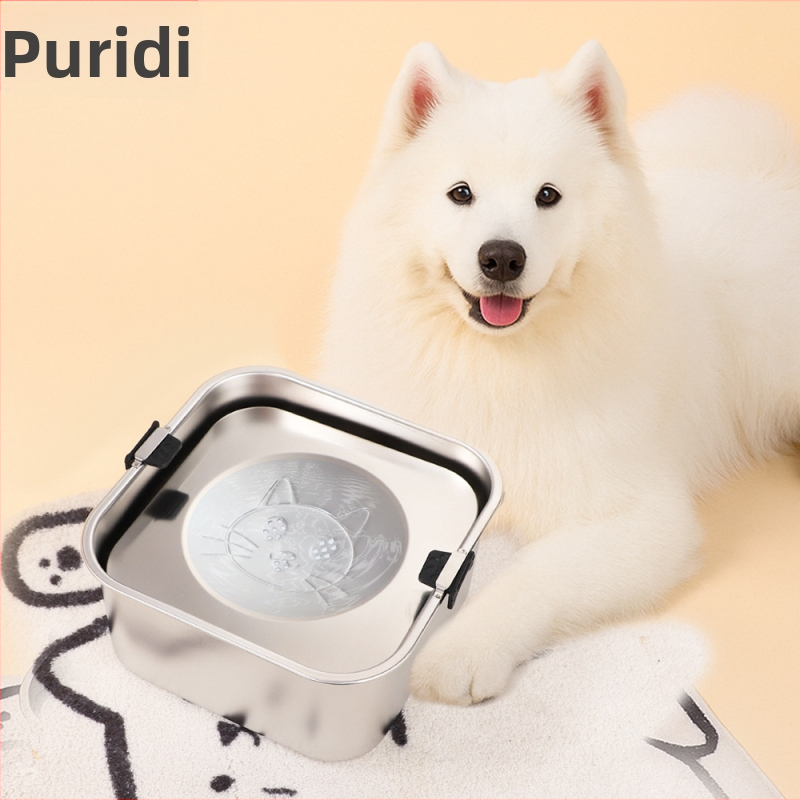 Bol pentru câini din oțel inoxidabil, bol suspendat, bol plutitor pătrat, bazin pentru câini, capacitate mare, apă potabilă, anti-șoc, bol pentru animale de companie, ustensile de băut