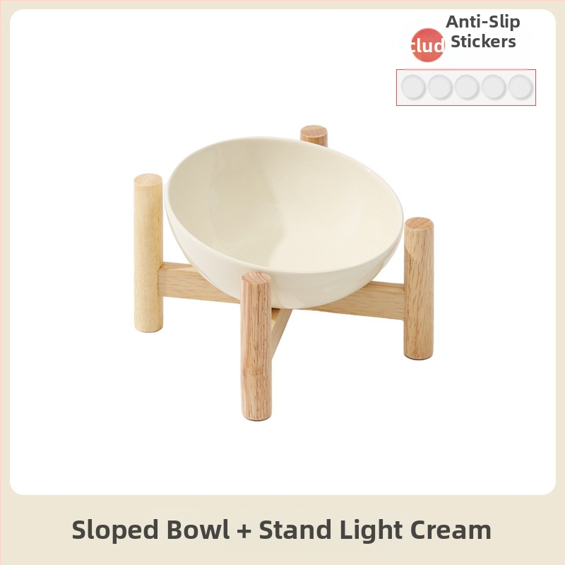 Керамична скосена купа за домашни любимци, купа за храна за котки и кучета, двойна купа, антидетонационна, висока защита за врата на краката