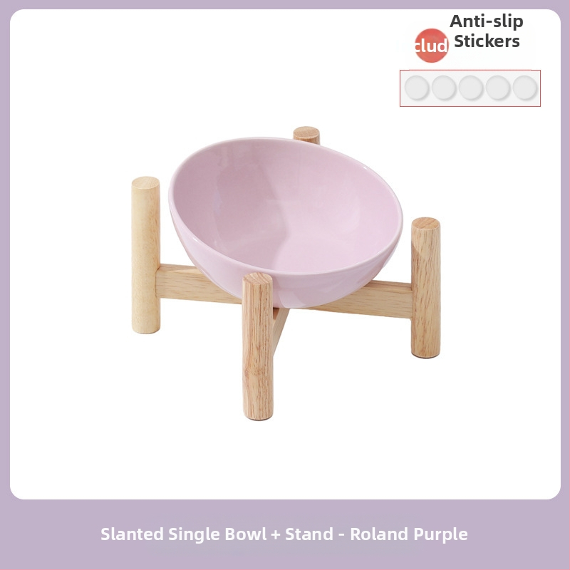 Керамична скосена купа за домашни любимци, купа за храна за котки и кучета, двойна купа, антидетонационна, висока защита за врата на краката