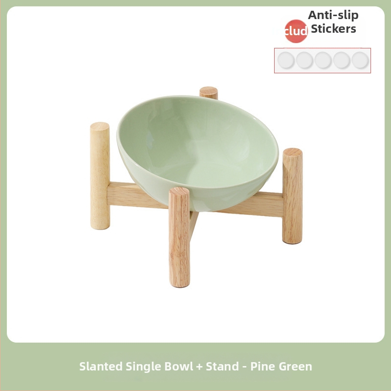 Керамична скосена купа за домашни любимци, купа за храна за котки и кучета, двойна купа, антидетонационна, висока защита за врата на краката