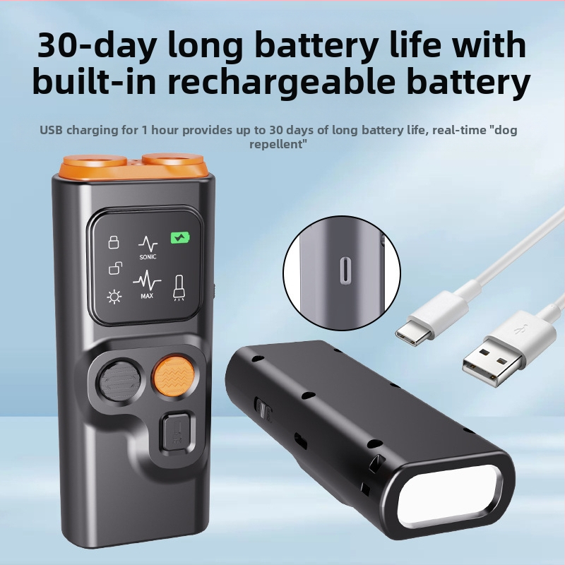 Ултразвуков репелент за кучета с двойна глава, преносим репелент за кучета с екран, стоп осветление, мигаща светлина, анти-ухапване от кучета, репелент против артефакт