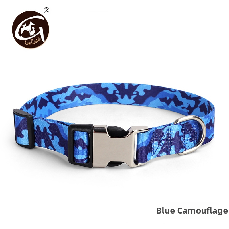 Tvornička opskrba digitalnim tiskom ogrlica za kućne ljubimce zadebljana ogrlica s polumetalnom kopčom za prijenos topline, prekogranična, vruća prodavana ogrlica za pse