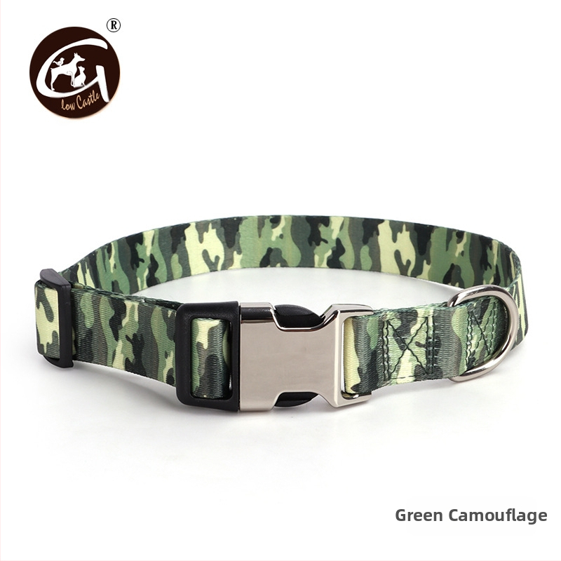 Tvornička opskrba digitalnim tiskom ogrlica za kućne ljubimce zadebljana ogrlica s polumetalnom kopčom za prijenos topline, prekogranična, vruća prodavana ogrlica za pse