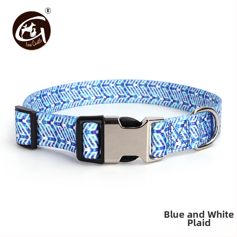 Tvornička opskrba digitalnim tiskom ogrlica za kućne ljubimce zadebljana ogrlica s polumetalnom kopčom za prijenos topline, prekogranična, vruća prodavana ogrlica za pse