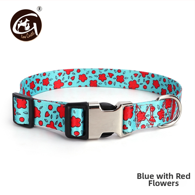 Tvornička opskrba digitalnim tiskom ogrlica za kućne ljubimce zadebljana ogrlica s polumetalnom kopčom za prijenos topline, prekogranična, vruća prodavana ogrlica za pse