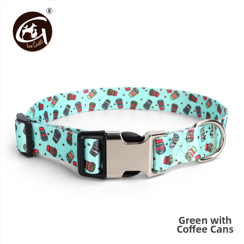 Tvornička opskrba digitalnim tiskom ogrlica za kućne ljubimce zadebljana ogrlica s polumetalnom kopčom za prijenos topline, prekogranična, vruća prodavana ogrlica za pse