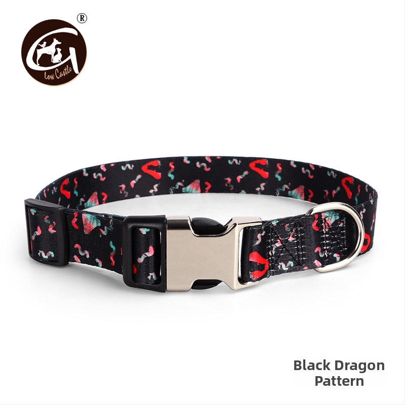 Tvornička opskrba digitalnim tiskom ogrlica za kućne ljubimce zadebljana ogrlica s polumetalnom kopčom za prijenos topline, prekogranična, vruća prodavana ogrlica za pse