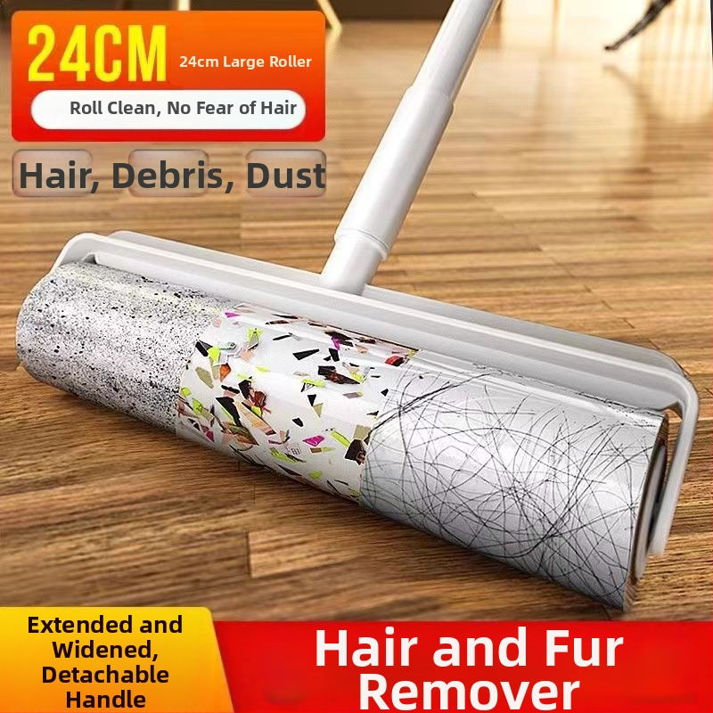 Валяк за коса с дълъг прът, голям стикер за коса, легло, под, почистване на коса, артефакт, прахозащитна ролка, залепваща четка за коса