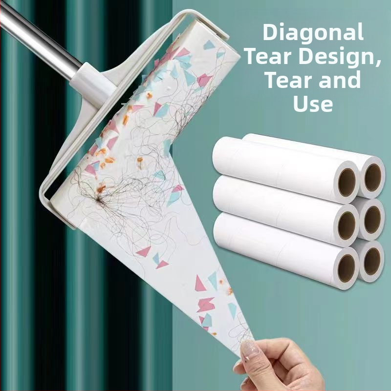 Валяк за коса с дълъг прът, голям стикер за коса, легло, под, почистване на коса, артефакт, прахозащитна ролка, залепваща четка за коса