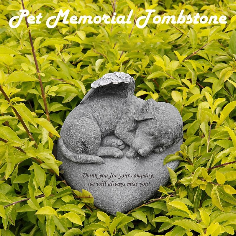 Auksinio fakelo kūrybingas širdies formos angelo šuniuko augintinio atminimo antkapis, dervos amatų gamykla, didmeninė prekyba „Amazon“