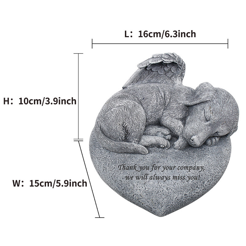 Auksinio fakelo kūrybingas širdies formos angelo šuniuko augintinio atminimo antkapis, dervos amatų gamykla, didmeninė prekyba „Amazon“