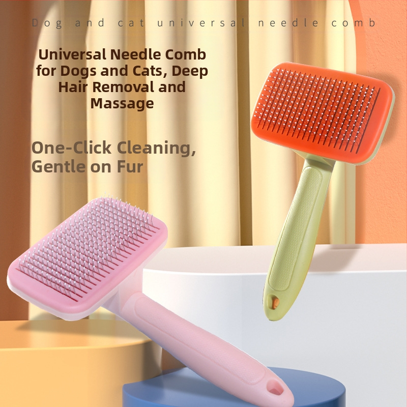 Νέα χτένα για κατοικίδια σε διασυνοριακό επίπεδο, βούρτσα καθαρισμού γάτας, αφαίρεση τριχών που αιωρούνται με ένα κλικ, χτένα με βελόνα, μακριά και κοντά, πολυτελής αποτρίχωση γάτας, αυτοκαθαριζόμενη χτένα