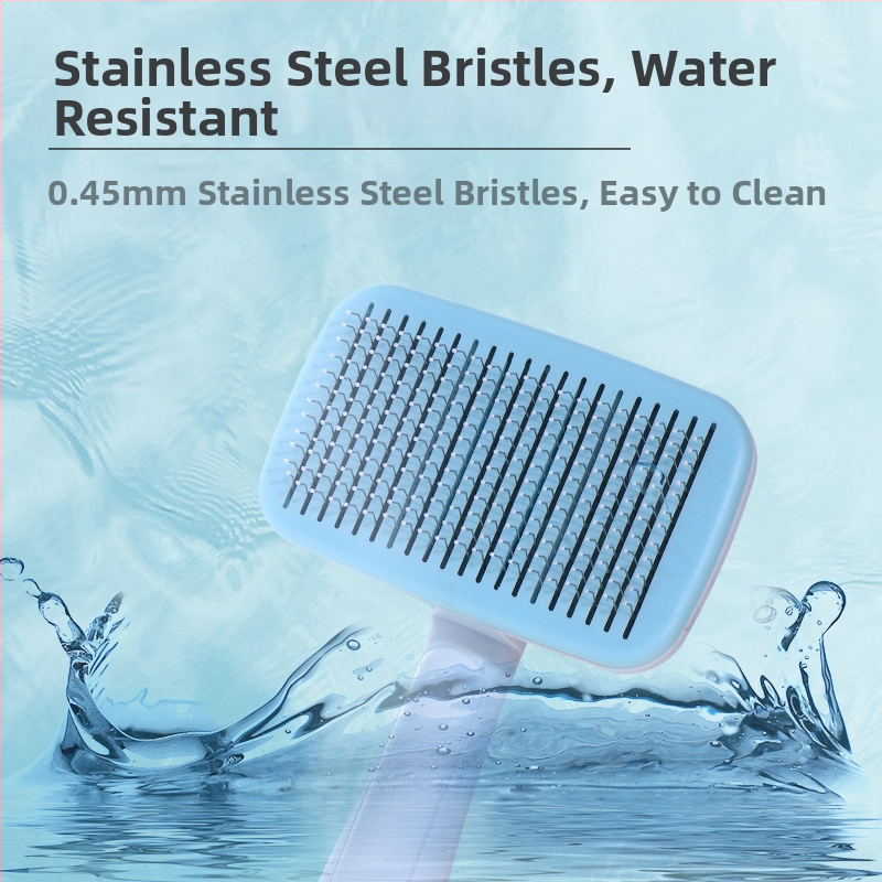 Нов гребен за домашни любимци от CrossBorder, четка за почистване на котки, премахване на плаваща козина с едно щракване, гребен с игла, дълъг и къс, луксозен гребен за премахване на котешка козина, самопочистващ се гребен