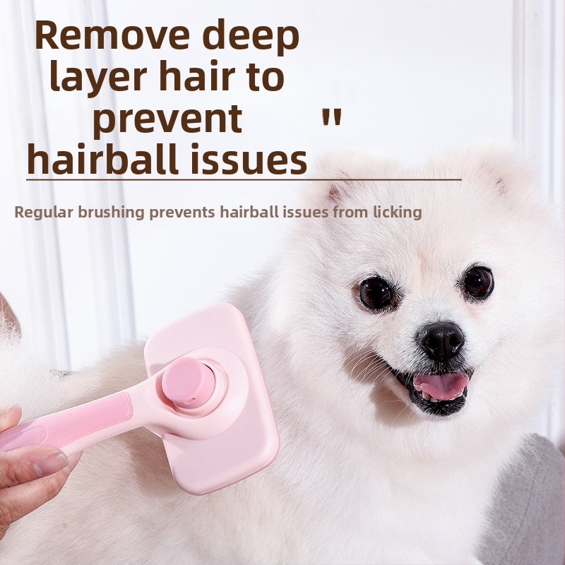 Нов гребен за домашни любимци от CrossBorder, четка за почистване на котки, премахване на плаваща козина с едно щракване, гребен с игла, дълъг и къс, луксозен гребен за премахване на котешка козина, самопочистващ се гребен