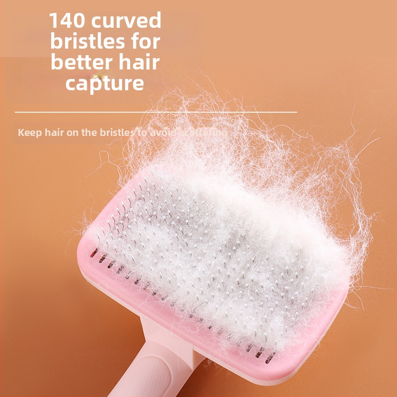 Нов гребен за домашни любимци от CrossBorder, четка за почистване на котки, премахване на плаваща козина с едно щракване, гребен с игла, дълъг и къс, луксозен гребен за премахване на котешка козина, самопочистващ се гребен