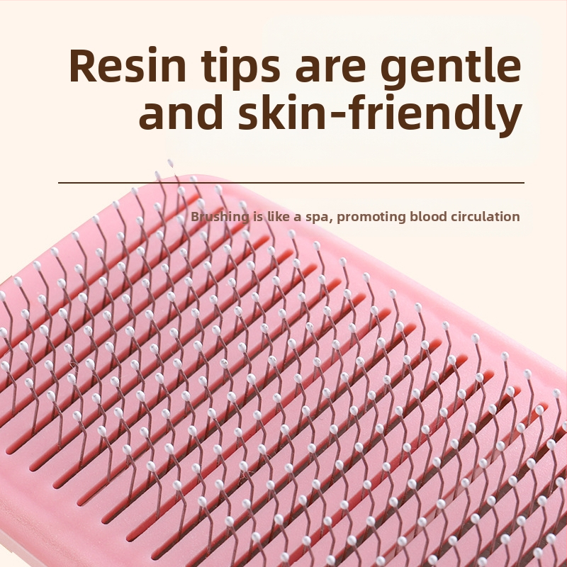 Нов гребен за домашни любимци от CrossBorder, четка за почистване на котки, премахване на плаваща козина с едно щракване, гребен с игла, дълъг и къс, луксозен гребен за премахване на котешка козина, самопочистващ се гребен