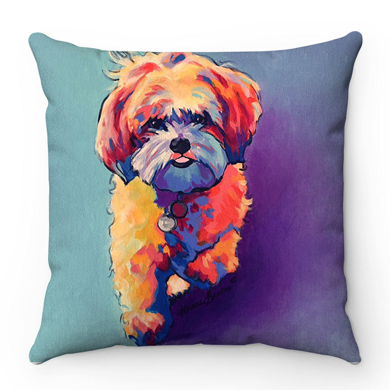 Πολύχρωμο σκυλί εξαιρετικά μαλακό κοντό βελούδινο σκανδιναβικό απλό μαξιλάρι καναπέ σπιτιού διακοσμητική μαξιλαροθήκη