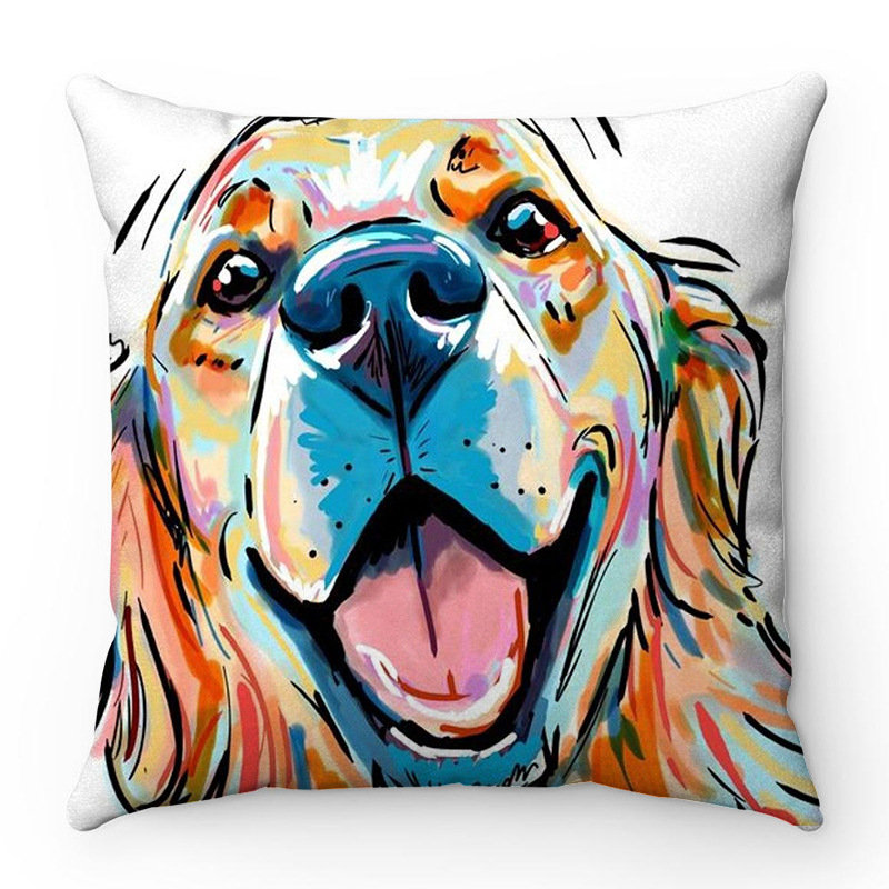 Πολύχρωμο σκυλί εξαιρετικά μαλακό κοντό βελούδινο σκανδιναβικό απλό μαξιλάρι καναπέ σπιτιού διακοσμητική μαξιλαροθήκη